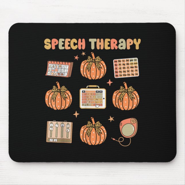 Retro Speech Therapy Slp Fall Pumpkin Speech Thera Mousepad (Vorne)
