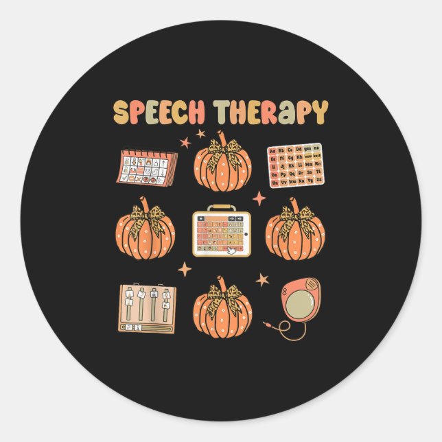 Retro Speech Therapy Slp Fall Pumpkin Speech Thera Runder Aufkleber (Vorderseite)