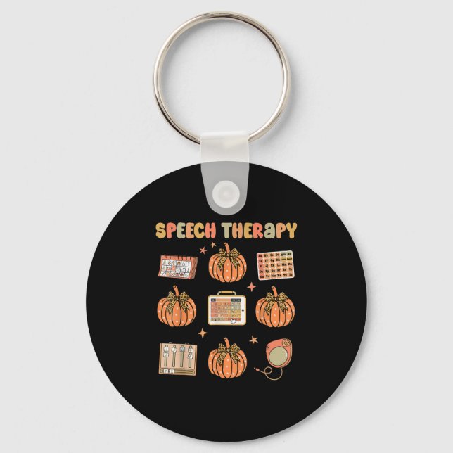 Retro Speech Therapy Slp Fall Pumpkin Speech Thera Schlüsselanhänger (Vorderseite)
