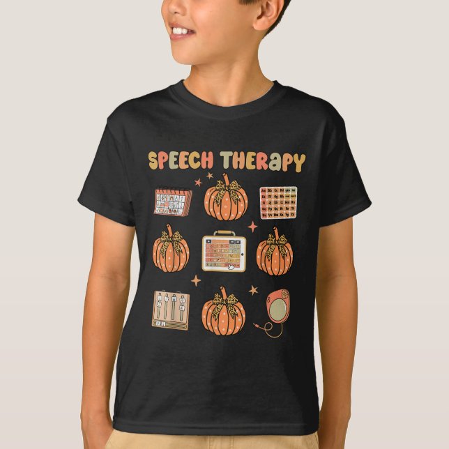 Retro Speech Therapy Slp Fall Pumpkin Speech Thera T-Shirt (Vorderseite)