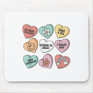 Retro Speech Therapy Valentine Heart Candy Mousepad