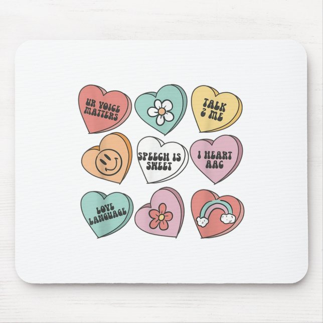 Retro Speech Therapy Valentine Heart Candy Mousepad (Vorne)