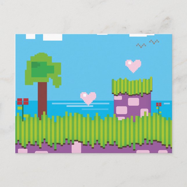 Retro-Spiel Postkarte (Vorderseite)