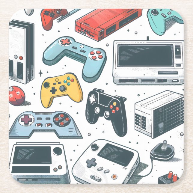 Retro-Spiele Rechteckiger Pappuntersetzer (Vorderseite)