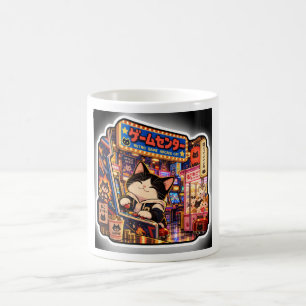 Retro-Spielhalle-Katzenbecher   Japanische Arcade- Kaffeetasse