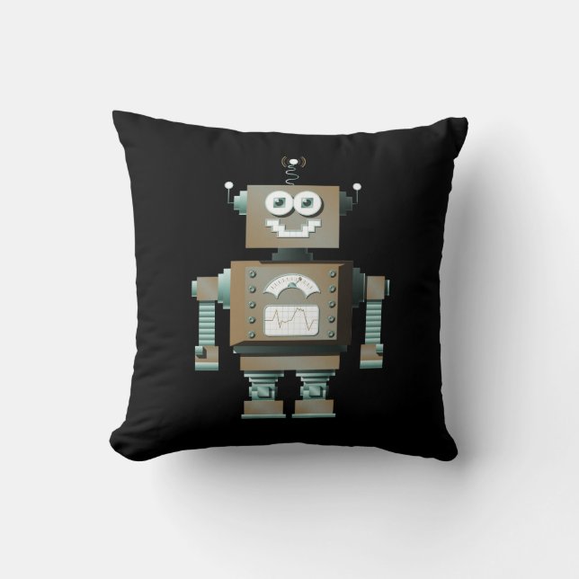 Retro Spielzeug-Roboter-Kissen (DK) Kissen (Vorderseite)