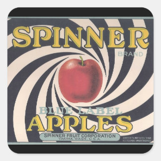 Retro Spinner Apfel-Marken-Aufkleber Quadratischer Aufkleber