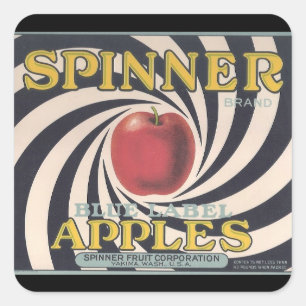 Retro-Spinner-Apfelkleber Quadratischer Aufkleber