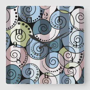 Retro, spiral quadratische wanduhr