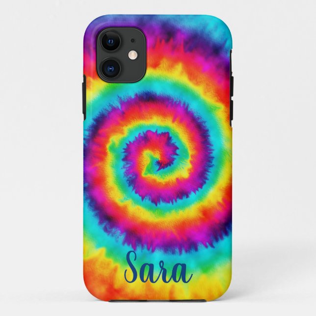Retro Spiral Rainbow Gefärbte Krawatte Case-Mate iPhone Hülle (Rückseite)