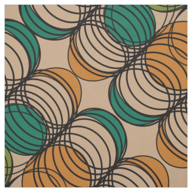 Retro Spiro-Graphen Kreise Abstrakt Gemustert Stoff (Muster)