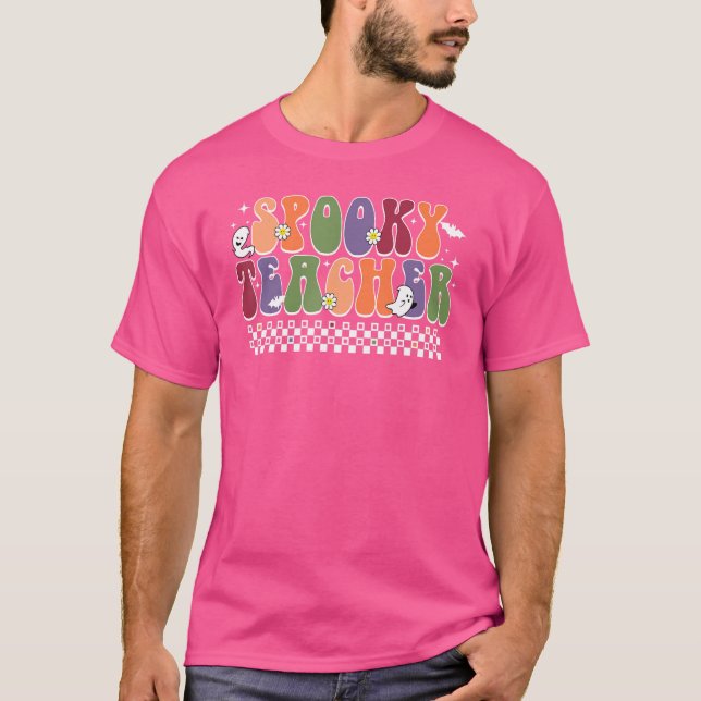 Retro Spooker Lehrer Leben Halloween Lehrer T-Shirt (Vorderseite)