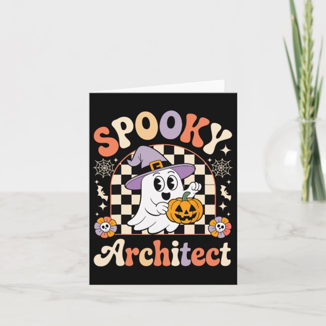 Retro Spooky Architectural Pum Karte (Vorderseite)