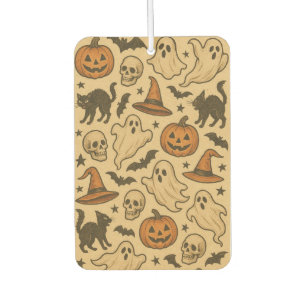 Retro Spooky Icons auf Cream Background Autolufterfrischer