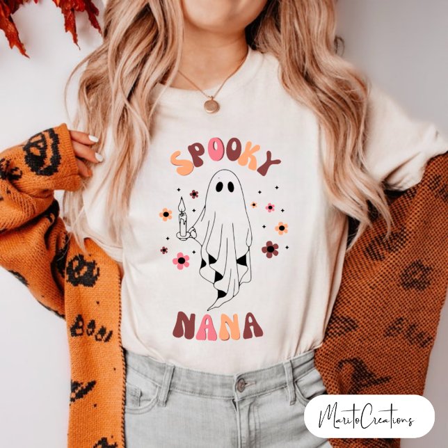 Retro Spooky Nana Halloween, Spooky Vibes Nana. T-Shirt (Von Creator hochgeladen)