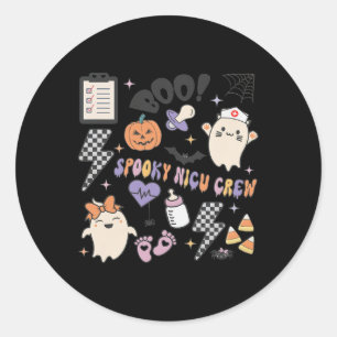 Retro Spooky NICU Nurse Halloween Niedlich Pumpkin Runder Aufkleber