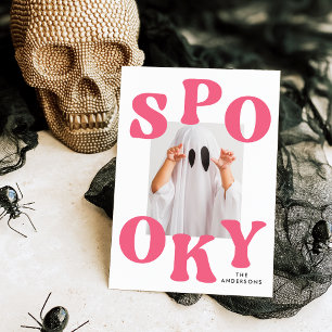 Retro Spooky Pink Typografy Foto Halloween Feiertagskarte