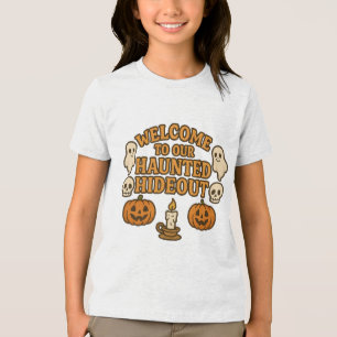 Retro Spooky Spuk Ghosts Hideout Niedliches Hallow Tri-Blend Shirt