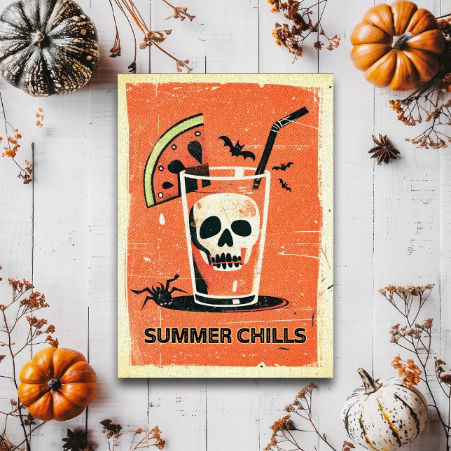 Retro Spooky Summer Goth Skeleton Coctail Postkarte (Von Creator hochgeladen)
