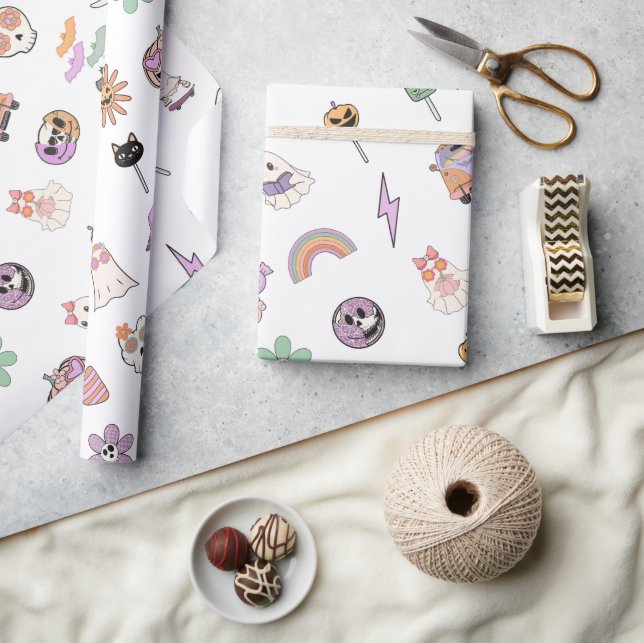 Retro Spooky Vibes Halloween Geschenkpapier (Kunsthandwerk)