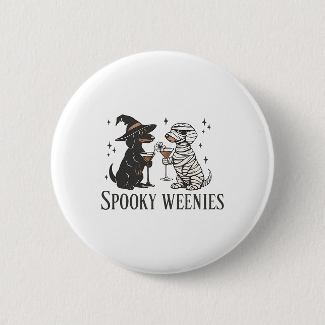 Retro Spooky Weenween Dackel Spooky Se Button (Vorderseite)
