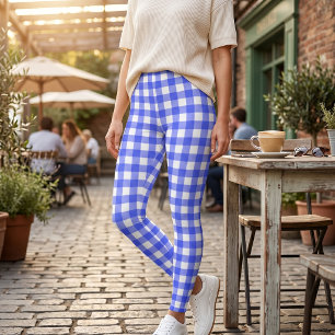 Retro Sport Chic Blau Kariert Leggings