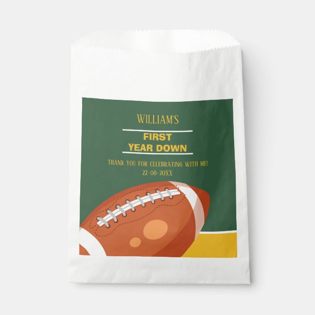 Retro Sport Football Erstes Jahr unten Danke Geschenktütchen (Vorderseite)