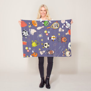Retro Sport Squad: Vintage Cartoon Athletics Fleecedecke