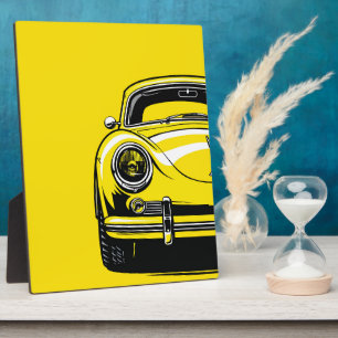 Retro-Sportwagen Front Pop-Art Gelbe Illustration Fotoplatte