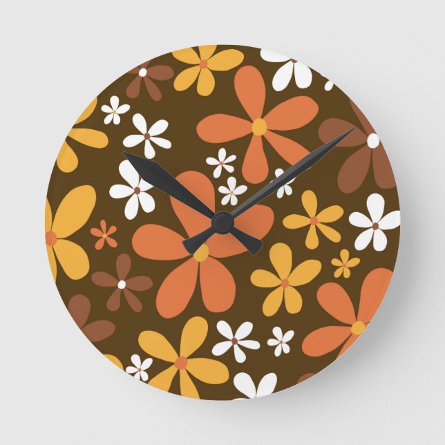 Retro Spring Daisies #2 #decor #art Runde Wanduhr (Vorderseite)