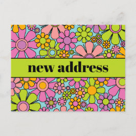 Retro Spring Floral New Address Postkarte