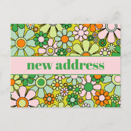 Retro Spring Floral New Address Postkarte