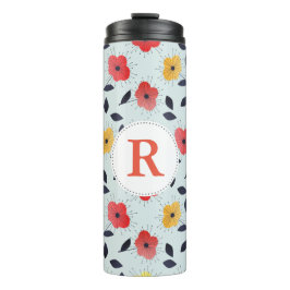Retro Spring Flowers mit Initial Thermosbecher