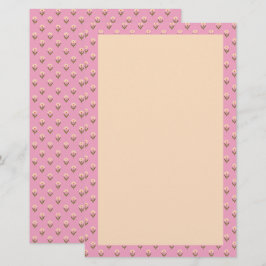 Retro Spring Hand Drawn Pink and Cream Floral Briefpapier