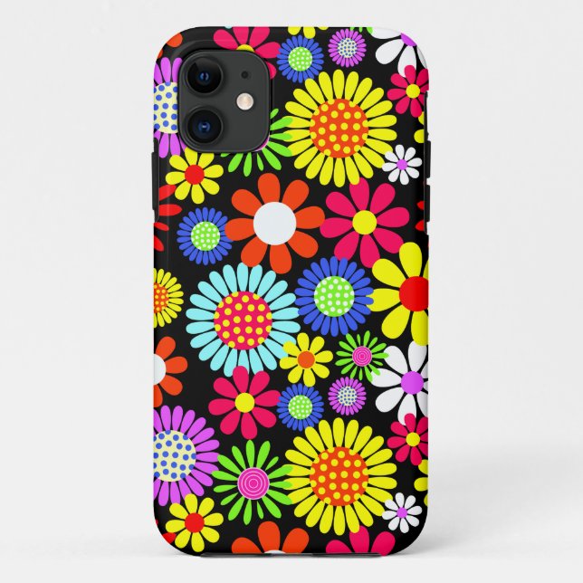 Retro Spring Hippie Blume Power Case-Mate iPhone Hülle (Rückseite)