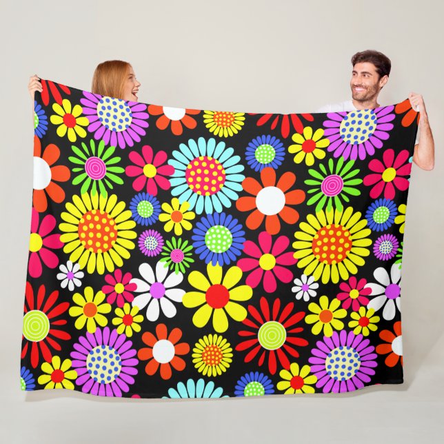Retro Spring Hippie Blume Power Fleecedecke (Beispiel)