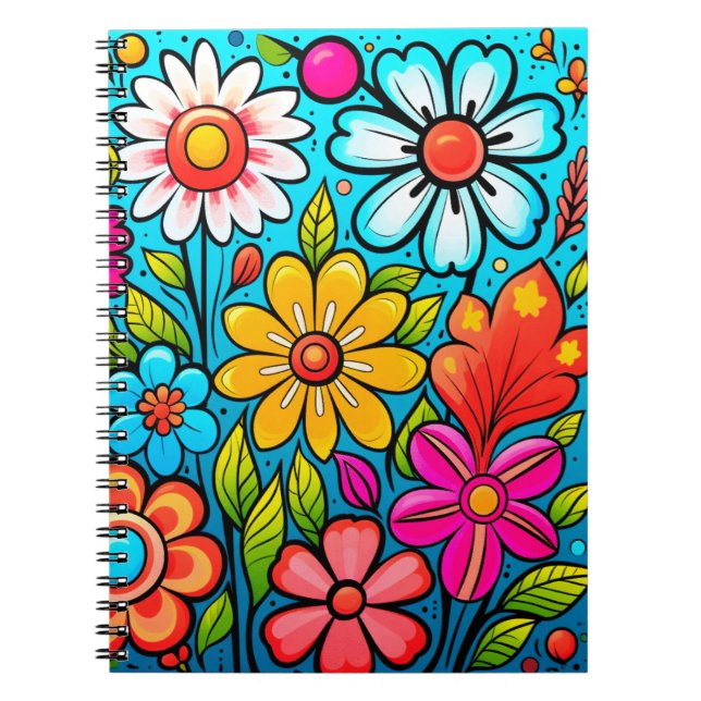 Retro Spring Hippie Blume Power Notizblock (Vorderseite)