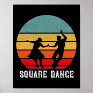 Retro Square Dancer Vintage Square Dance Quadrattä Poster
