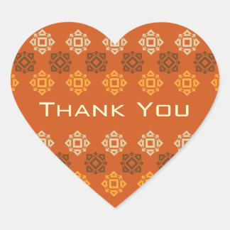 Retro Square Design Orange Danke Heftaufkleber Herz-Aufkleber
