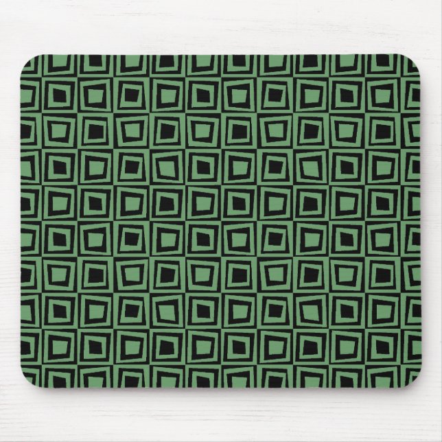 Retro Squares - Army Green on Black Mousepad (Vorne)