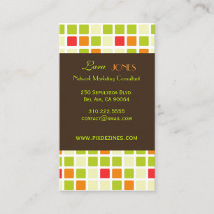 Retro Squares Business Card dunkler Schokoladenakz Visitenkarte