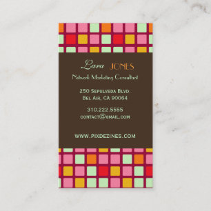 Retro Squares Business Card dunkler Schokoladenakz Visitenkarte