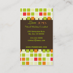 Retro Squares Business Card dunkler Schokoladenakz Visitenkarte