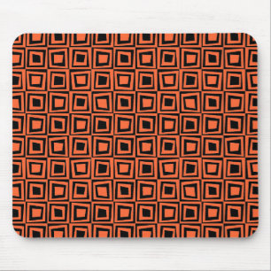 Retro Squares - Herbstorange auf schwarz Mousepad