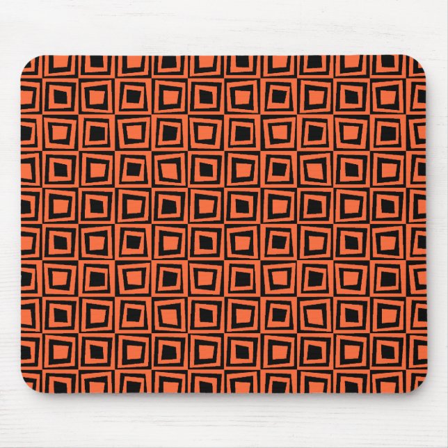 Retro Squares - Herbstorange auf schwarz Mousepad (Vorne)