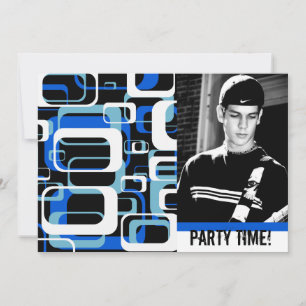 Retro Squares Teen Boy Party Einladung