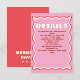 Retro Squiggle Wavy Curve Red Orange Wedding Begleitkarte