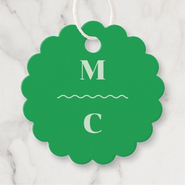 Retro Squiggle Wedding Monogram Geschenkanhänger (Vorderseite)