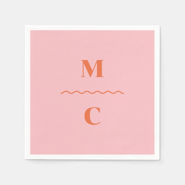 Retro Squiggle Wedding Monogram Serviette (Vorderseite)
