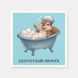 Retro Squirrel Baby Shower Serviette